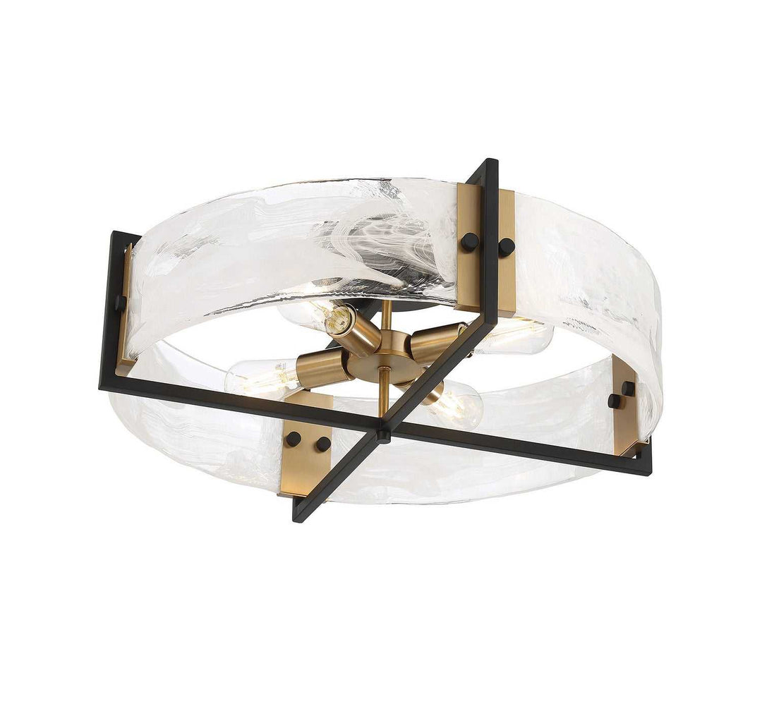 Savoy House - 6-1695-4-143 - Four Light Semi-Flush Mount - Hayward - Matte Black w/Warm Brass