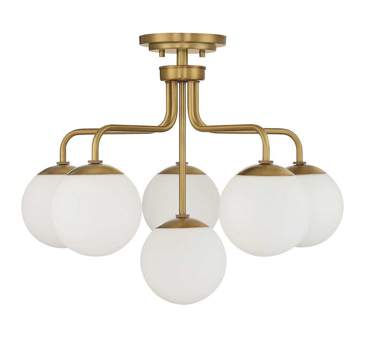 Savoy House - 6-1950-6-322 - Six Light Semi-Flush Mount - Marco - Warm Brass