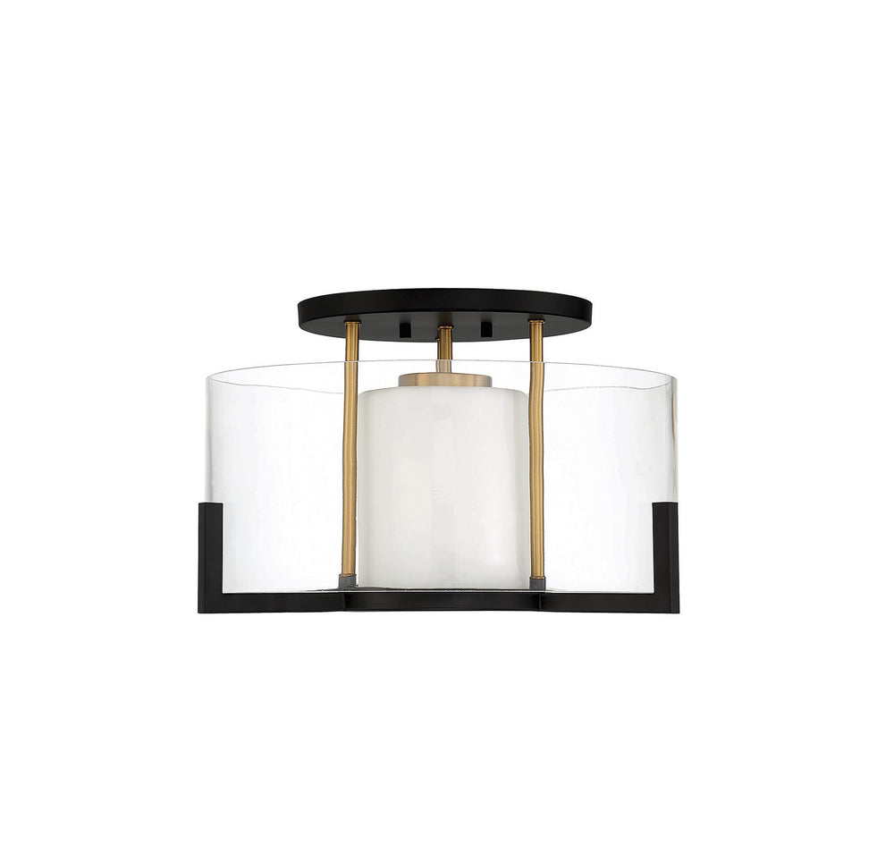 Savoy House - 6-1981-1-143 - One Light Semi-Flush Mount - Eaton - Matte Black w/Warm Brass