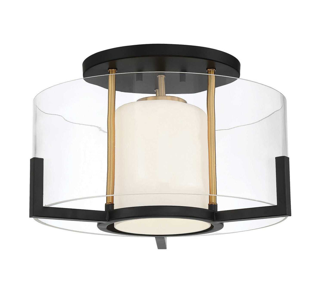 Savoy House - 6-1981-1-143 - One Light Semi-Flush Mount - Eaton - Matte Black w/Warm Brass