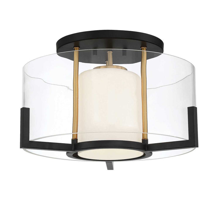 Savoy House - 6-1981-1-143 - One Light Semi-Flush Mount - Eaton - Matte Black w/Warm Brass