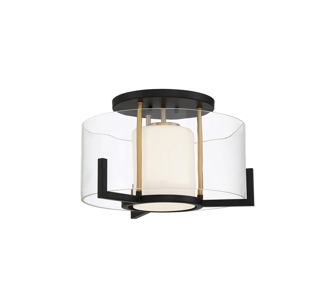 Savoy House - 6-1981-1-143 - One Light Semi-Flush Mount - Eaton - Matte Black w/Warm Brass