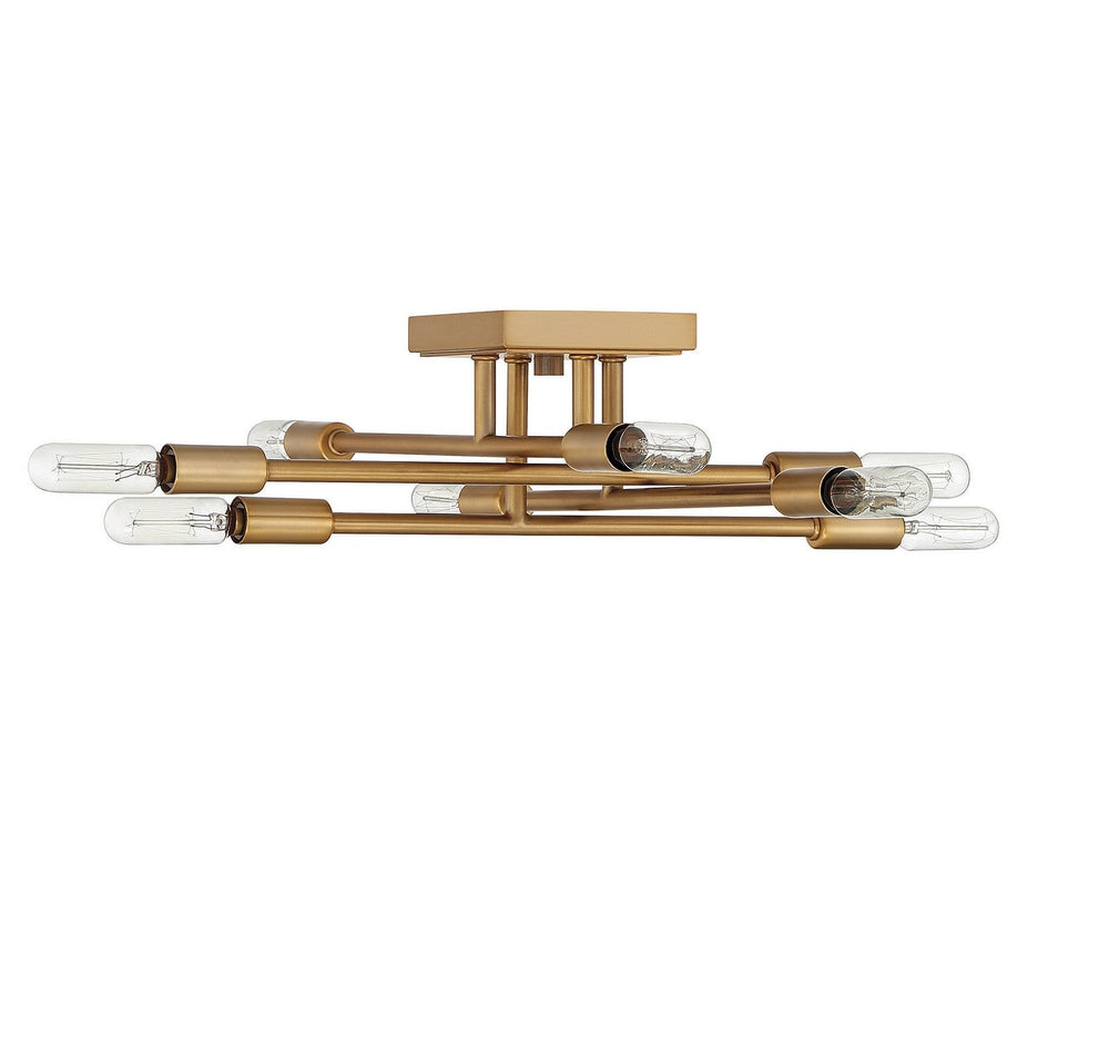 Lyrique Eight Light Semi-Flush Mount in Warm Brass Savoy House