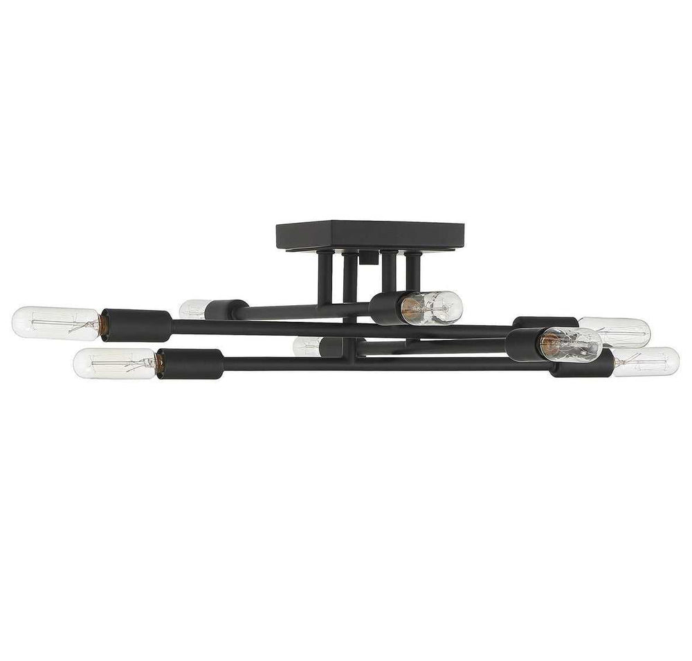Lyrique Eight Light Semi-Flush Mount in Matte Black Savoy House