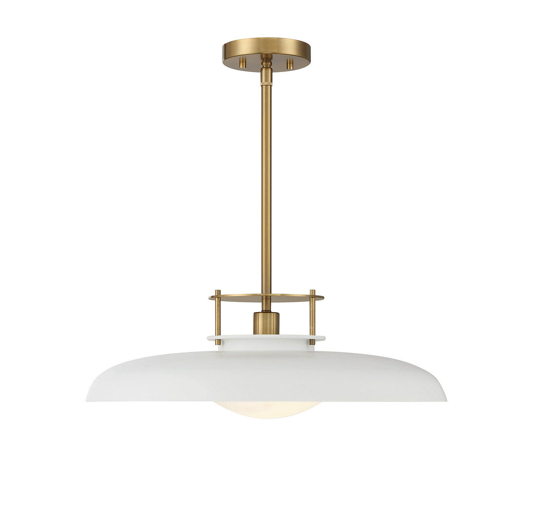 Savoy House - 7-1690-1-142 - One Light Pendant - Gavin - White w/Warm Brass