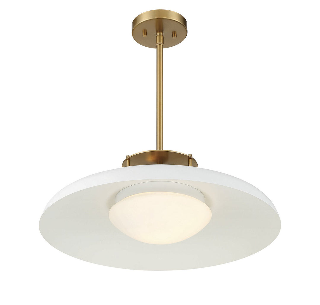 Savoy House - 7-1690-1-142 - One Light Pendant - Gavin - White w/Warm Brass