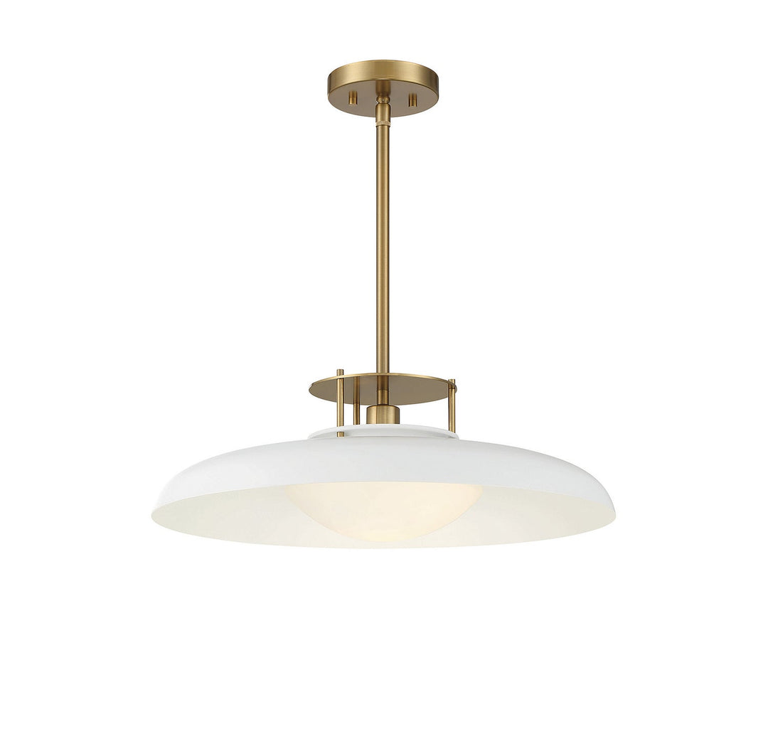Savoy House - 7-1690-1-142 - One Light Pendant - Gavin - White w/Warm Brass