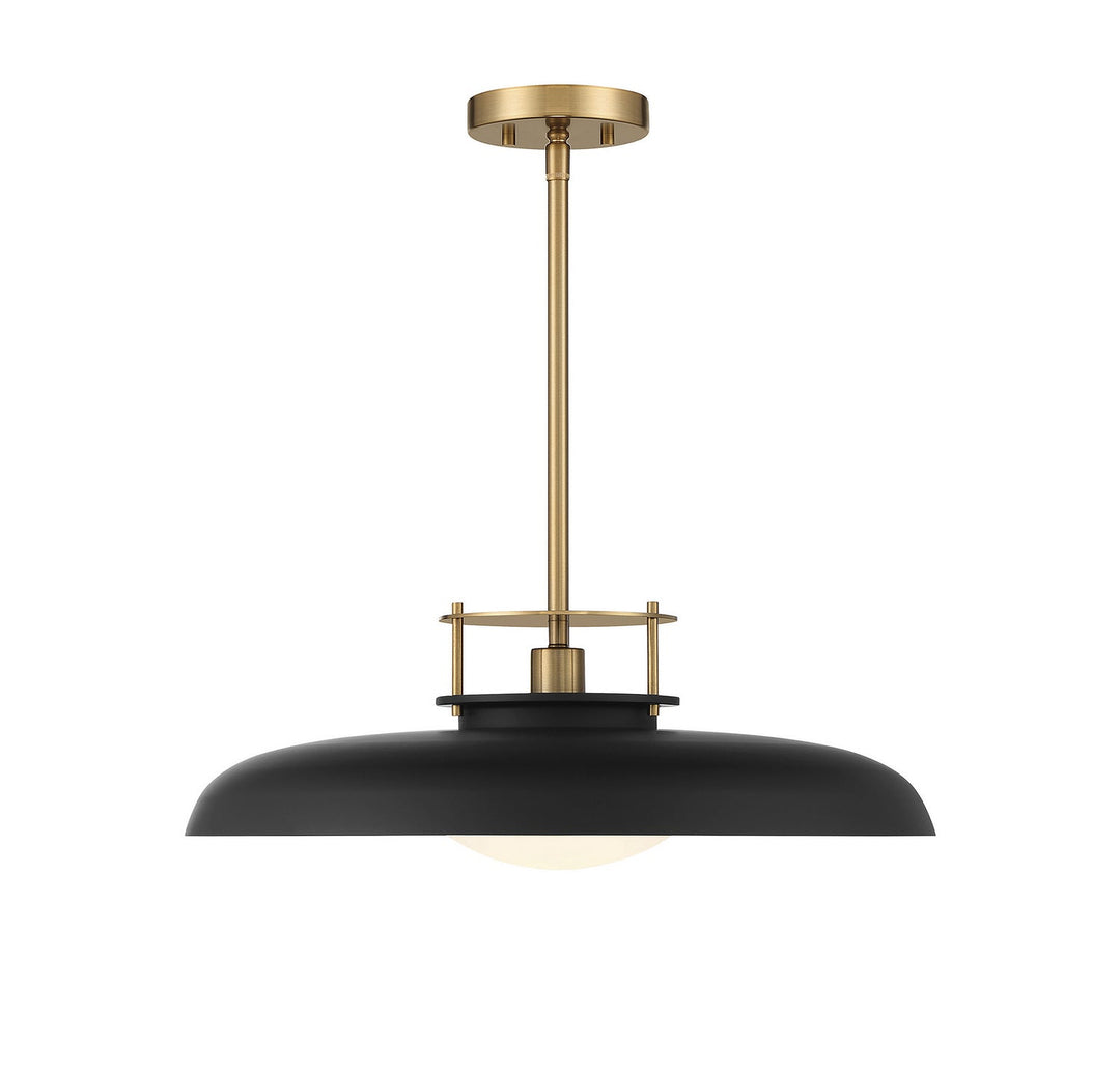 Savoy House - 7-1690-1-143 - One Light Pendant - Gavin - Matte Black w/Warm Brass