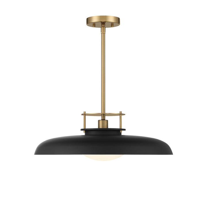 Savoy House - 7-1690-1-143 - One Light Pendant - Gavin - Matte Black w/Warm Brass