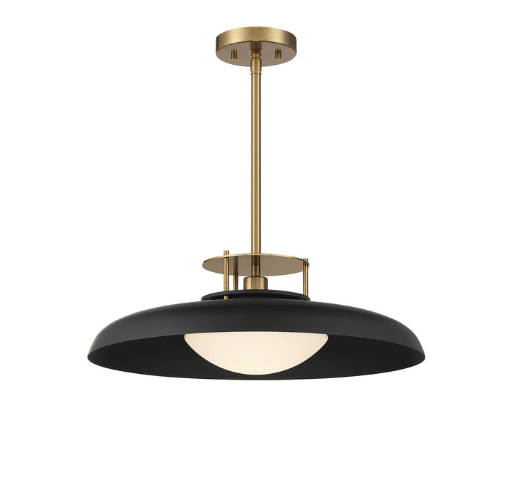 Savoy House - 7-1690-1-143 - One Light Pendant - Gavin - Matte Black w/Warm Brass