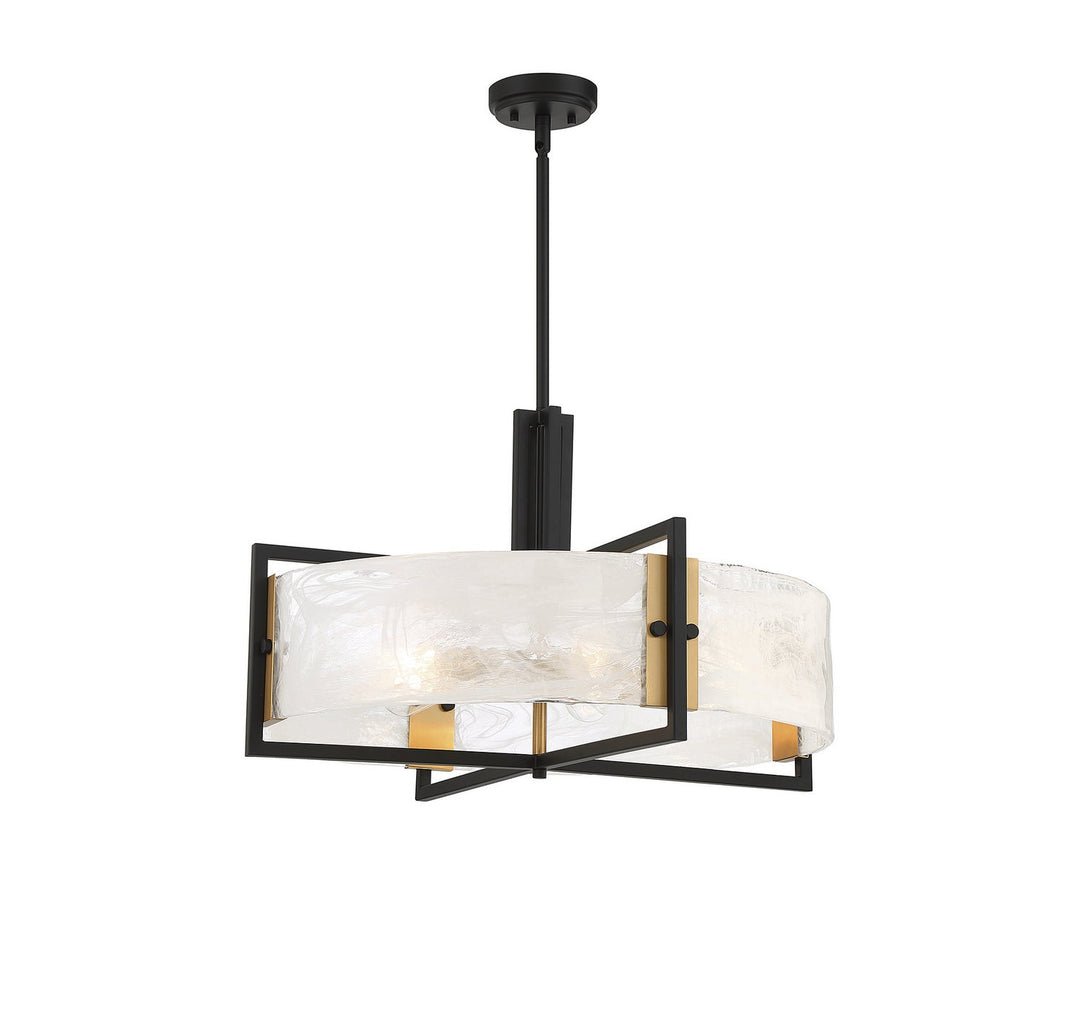 Savoy House - 7-1696-5-143 - Five Light Pendant - Hayward - Matte Black w/Warm Brass