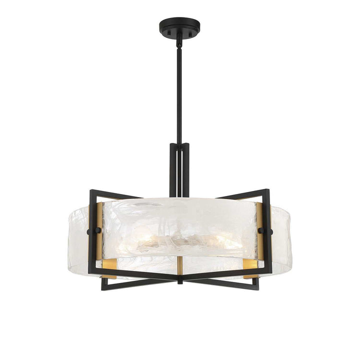 Savoy House - 7-1696-5-143 - Five Light Pendant - Hayward - Matte Black w/Warm Brass