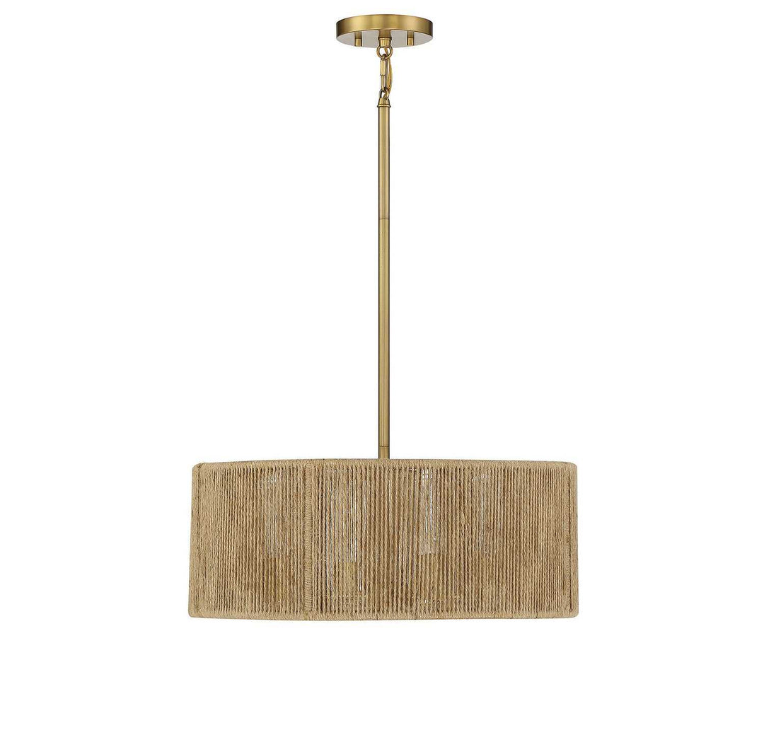 Savoy House - 7-1739-4-320 - Four Light Pendant - Ashe - Warm Brass/Rope