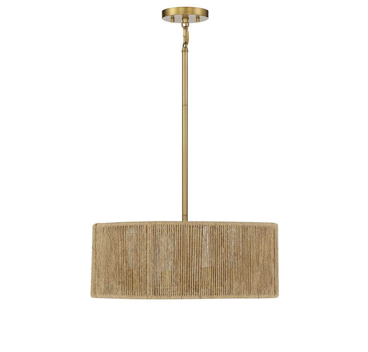 Savoy House - 7-1739-4-320 - Four Light Pendant - Ashe - Warm Brass/Rope