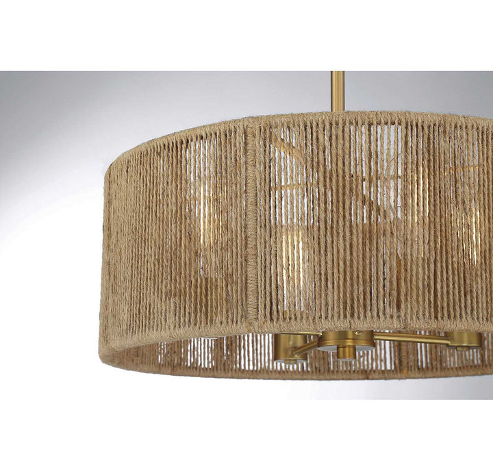 Savoy House - 7-1739-4-320 - Four Light Pendant - Ashe - Warm Brass/Rope