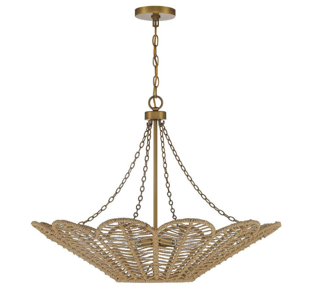 Savoy House - 7-1825-5-320 - Five Light Pendant - Cyperas - Warm Brass/Rope