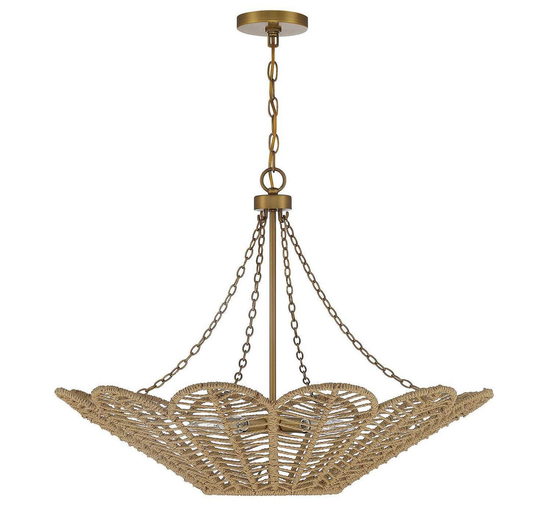 Savoy House - 7-1825-5-320 - Five Light Pendant - Cyperas - Warm Brass/Rope
