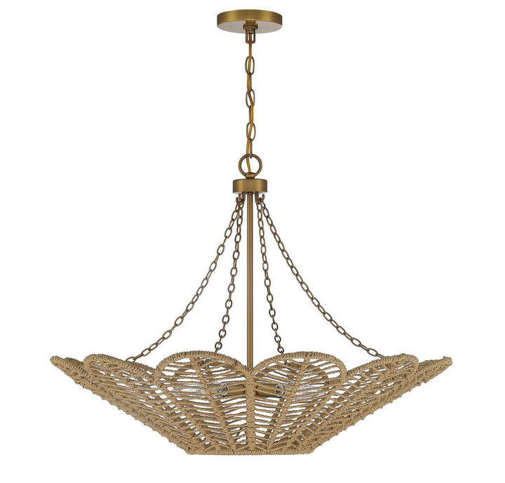 Savoy House - 7-1825-5-320 - Five Light Pendant - Cyperas - Warm Brass/Rope