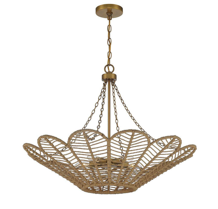 Savoy House - 7-1825-5-320 - Five Light Pendant - Cyperas - Warm Brass/Rope