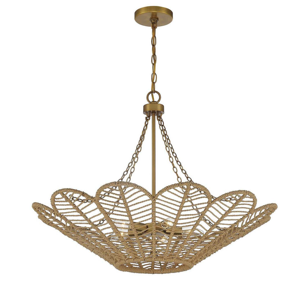 Savoy House - 7-1825-5-320 - Five Light Pendant - Cyperas - Warm Brass/Rope