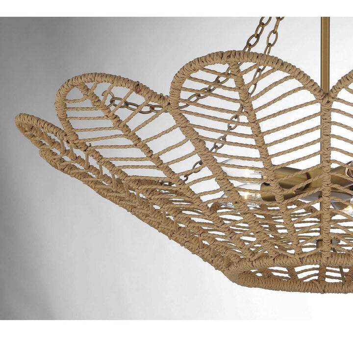 Savoy House - 7-1825-5-320 - Five Light Pendant - Cyperas - Warm Brass/Rope