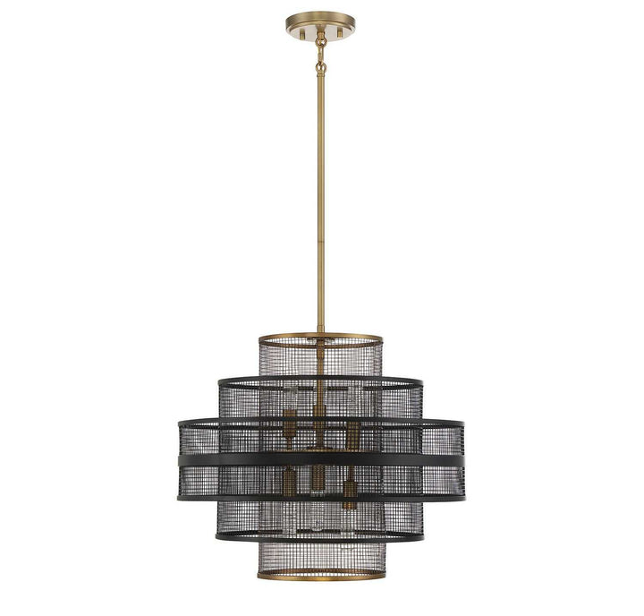 Savoy House - 7-1927-6-143 - Six Light Pendant - Kelvin - Matte Black w/Warm Brass