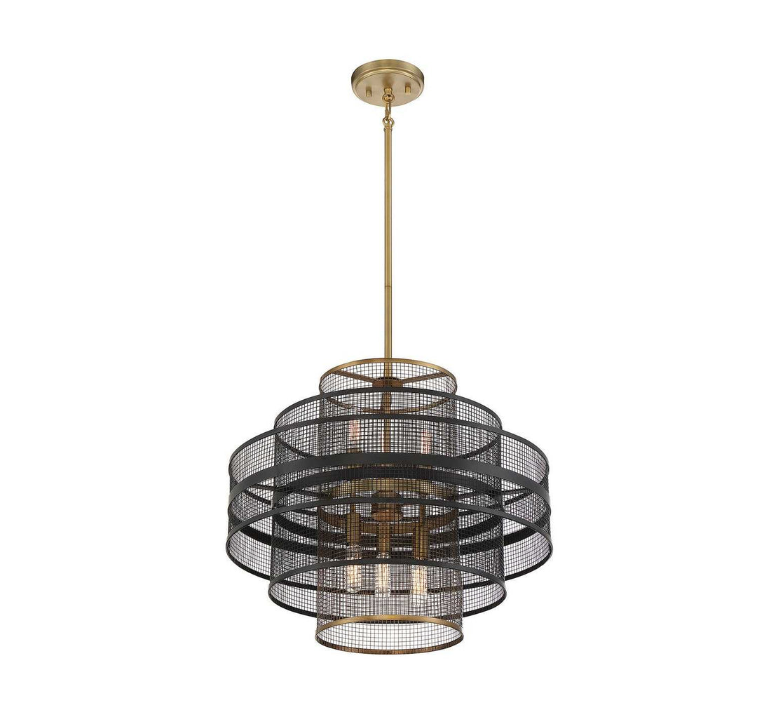 Savoy House - 7-1927-6-143 - Six Light Pendant - Kelvin - Matte Black w/Warm Brass