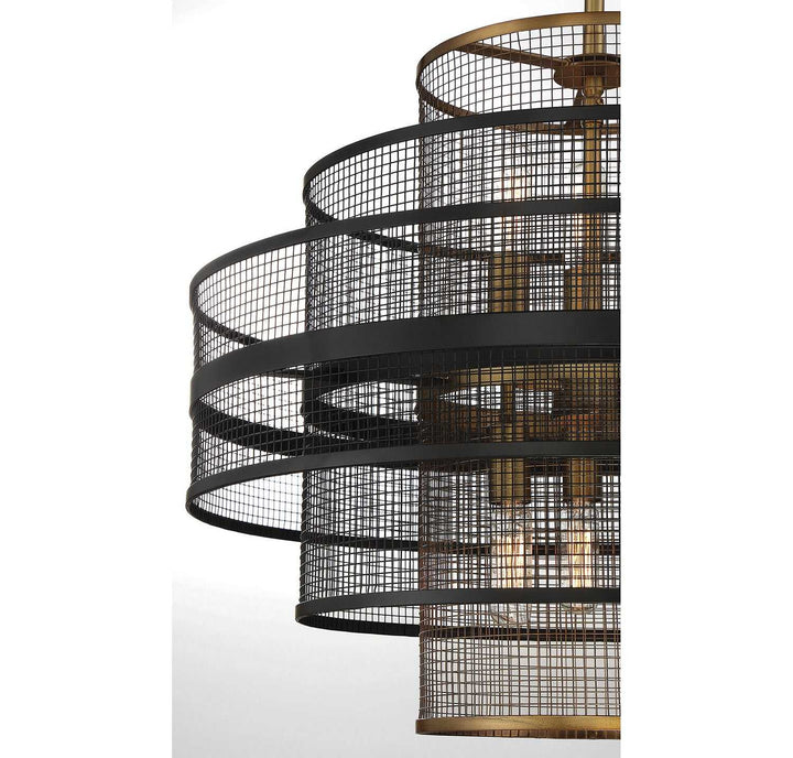 Savoy House - 7-1927-6-143 - Six Light Pendant - Kelvin - Matte Black w/Warm Brass