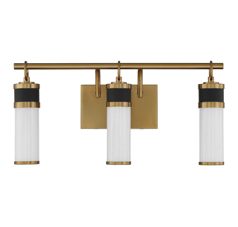 Abel LED Bathroom Vanity in Matte Black with Warm Brass Accents Savoy House