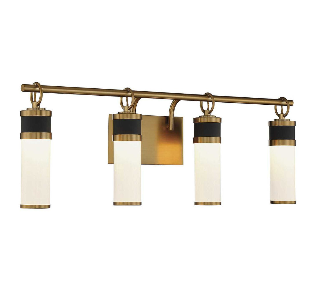 Abel LED Bathroom Vanity in Matte Black with Warm Brass Accents Savoy House