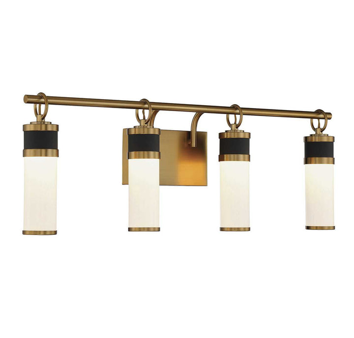 Abel LED Bathroom Vanity in Matte Black with Warm Brass Accents Savoy House