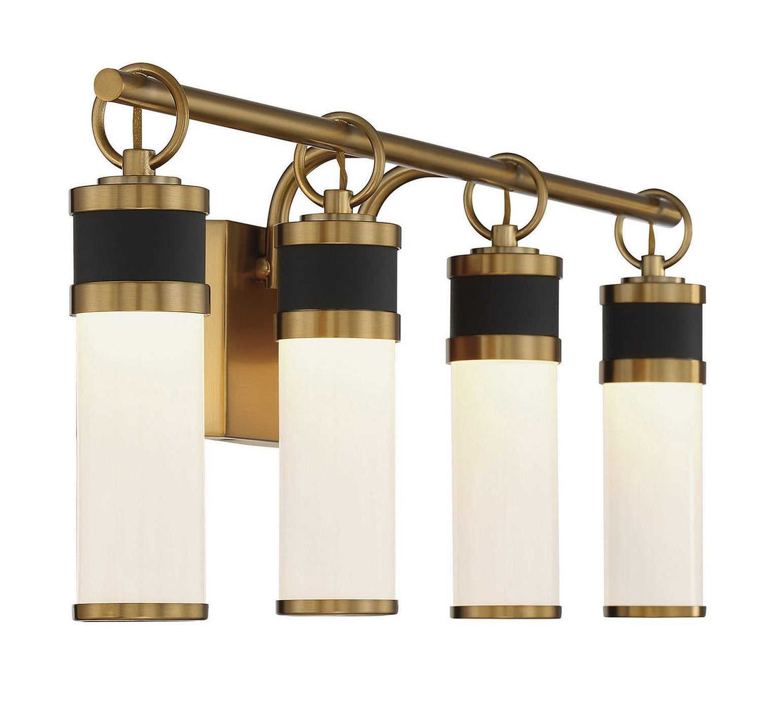 Abel LED Bathroom Vanity in Matte Black with Warm Brass Accents Savoy House