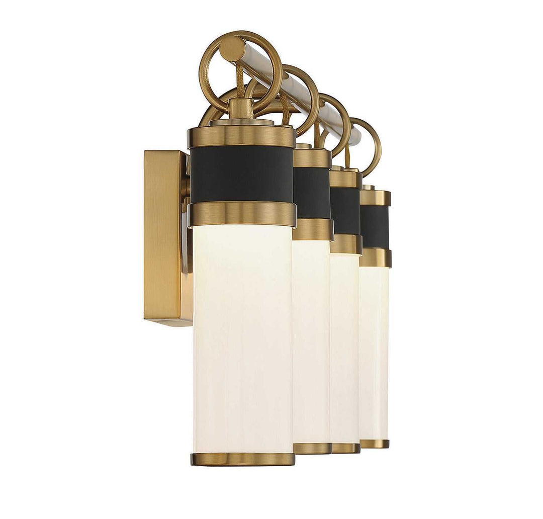 Abel LED Bathroom Vanity in Matte Black with Warm Brass Accents Savoy House