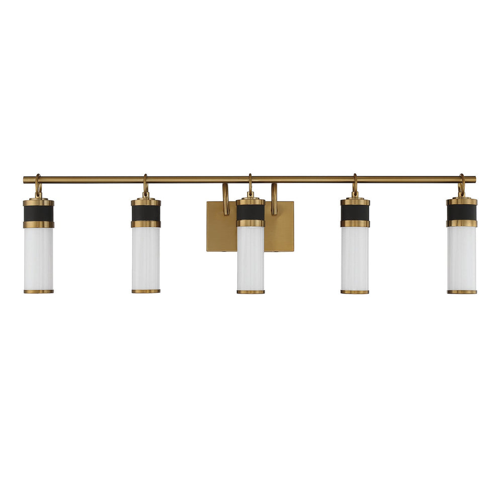 Abel LED Bathroom Vanity in Matte Black with Warm Brass Accents Savoy House