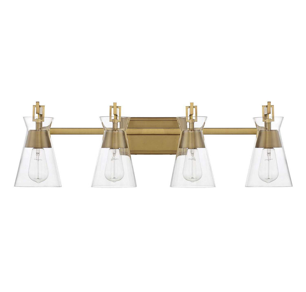 Lakewood Four Light Bathroom Vanity in Warm Brass Savoy House
