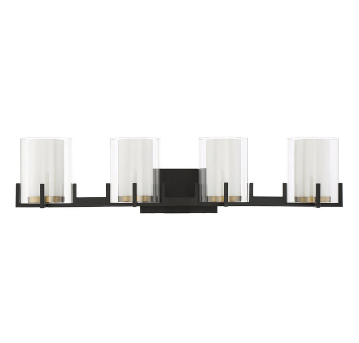 Savoy House - 8-1977-4-143 - Four Light Bathroom Vanity - Eaton - Matte Black w/Warm Brass