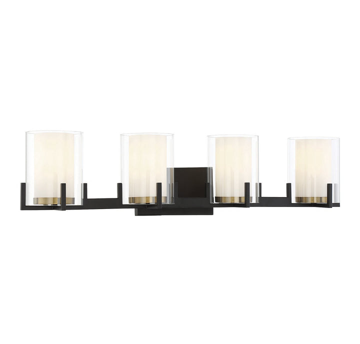 Savoy House - 8-1977-4-143 - Four Light Bathroom Vanity - Eaton - Matte Black w/Warm Brass