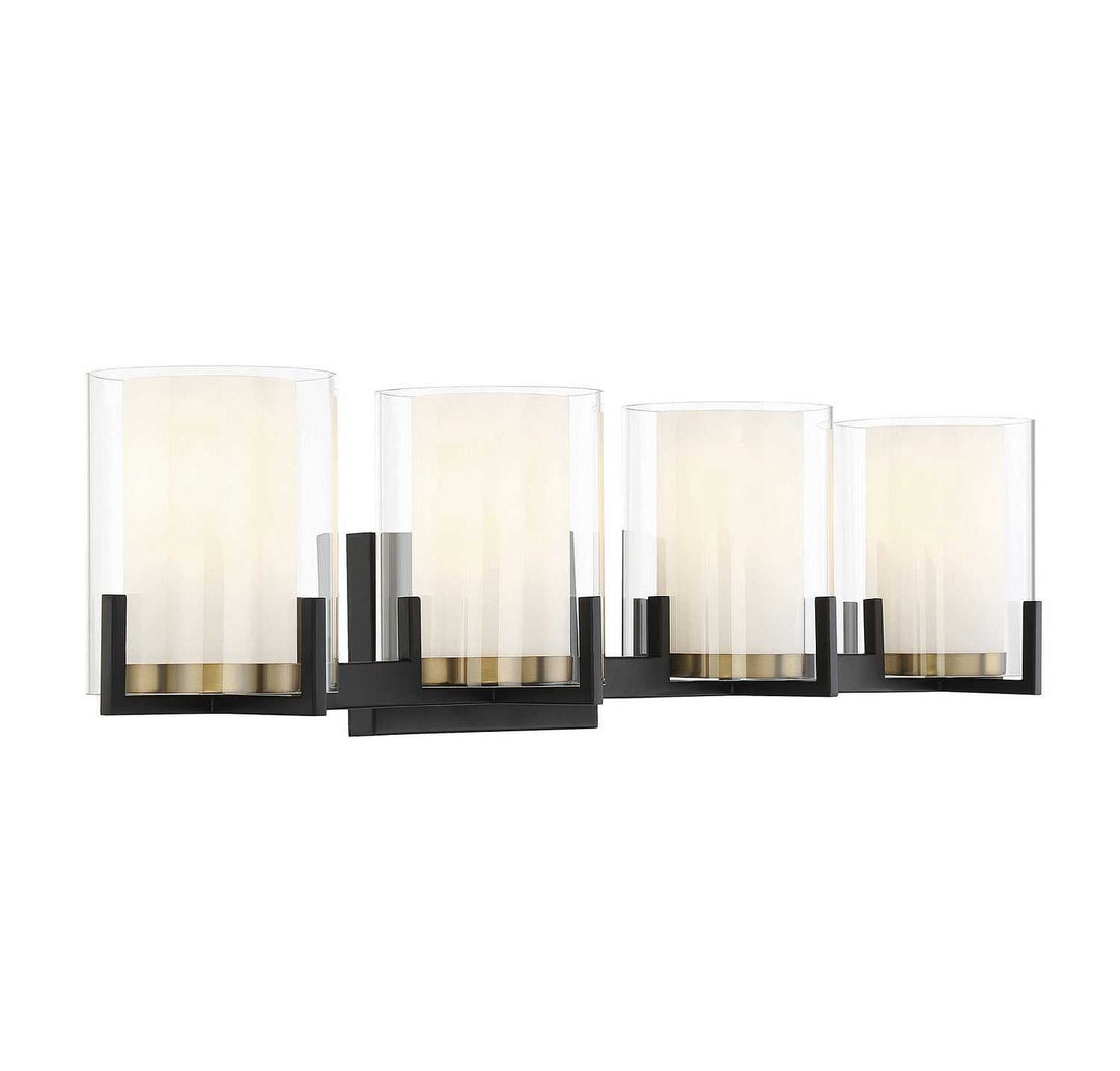 Savoy House - 8-1977-4-143 - Four Light Bathroom Vanity - Eaton - Matte Black w/Warm Brass