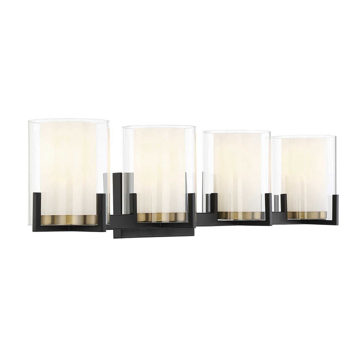 Savoy House - 8-1977-4-143 - Four Light Bathroom Vanity - Eaton - Matte Black w/Warm Brass