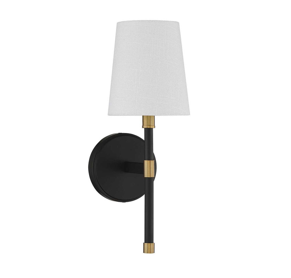 Brody One Light Wall Sconce in Matte Black with Warm Brass Accents Savoy House