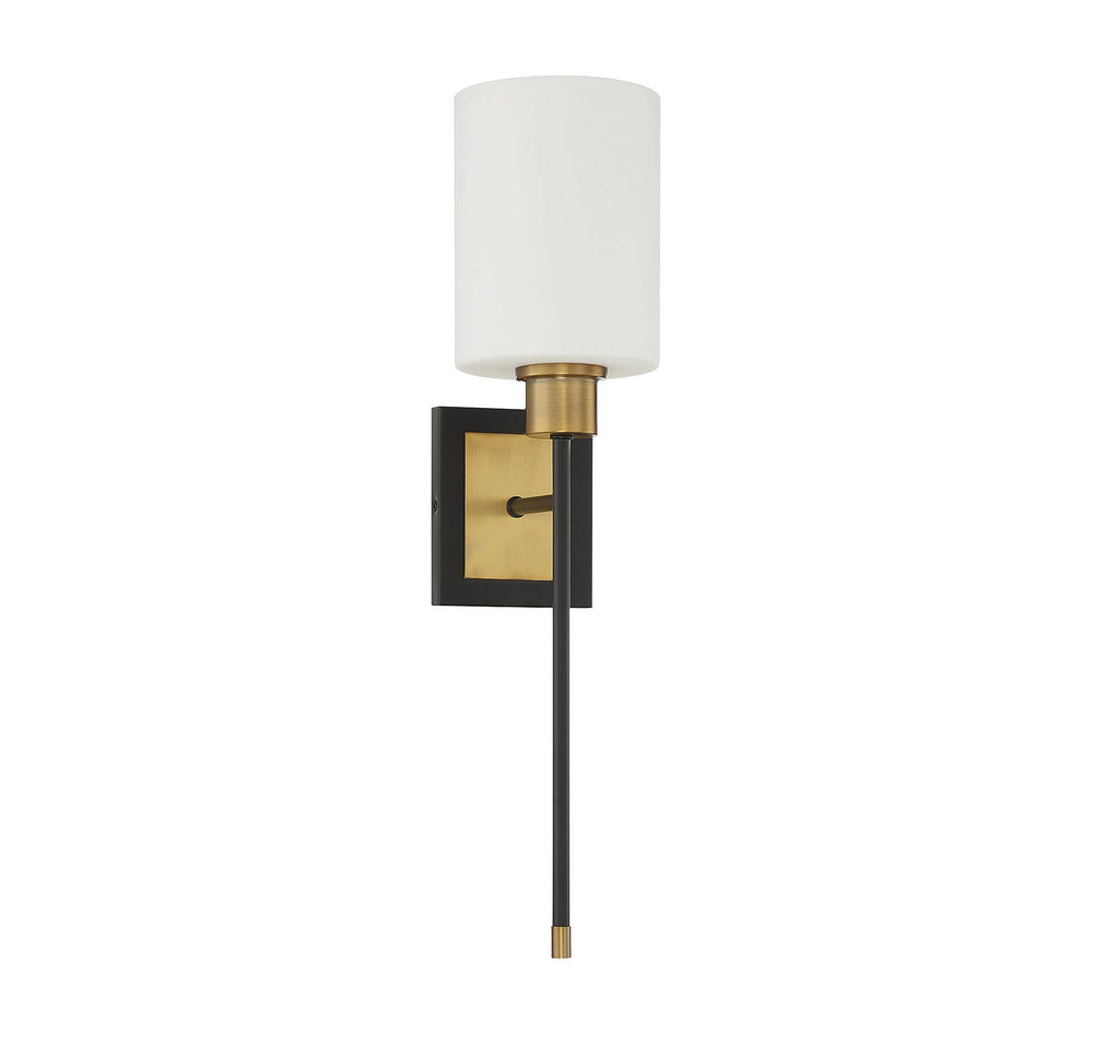 Alvara One Light Wall Sconce in Matte Black with Warm Brass Accents Savoy House