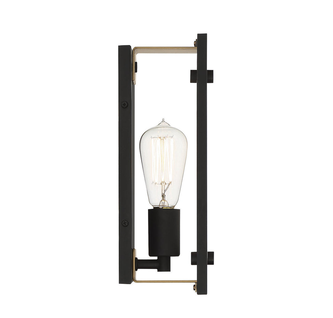Savoy House - 9-1697-1-143 - One Light Wall Sconce - Hayward - Matte Black w/Warm Brass