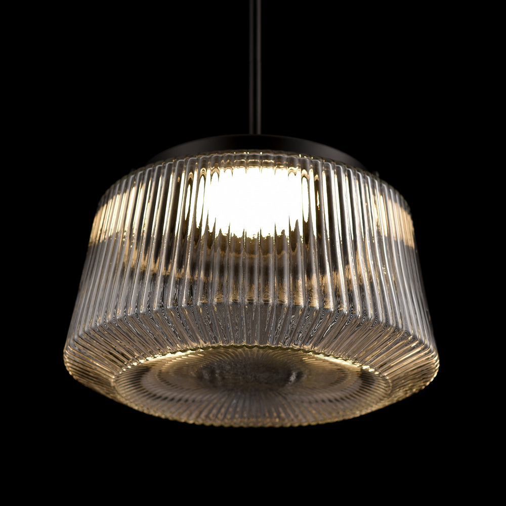 DVI Canada - DVP43920EB-RIC - LED Pendant - Lunenberg Cct - Ebony w/Ribbed Clear Glass