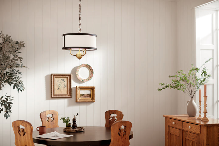 Kichler Canada - 52465NBR - Three Light Chandelier/Semi Flush - Heddle - Natural Brass