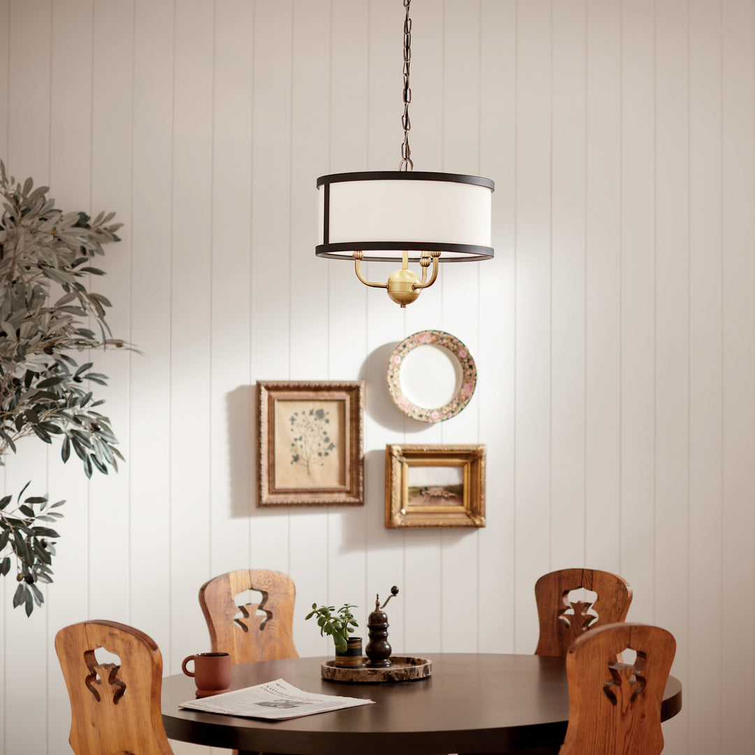 Kichler Canada - 52465NBR - Three Light Chandelier/Semi Flush - Heddle - Natural Brass