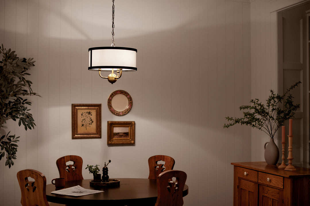 Kichler Canada - 52465NBR - Three Light Chandelier/Semi Flush - Heddle - Natural Brass