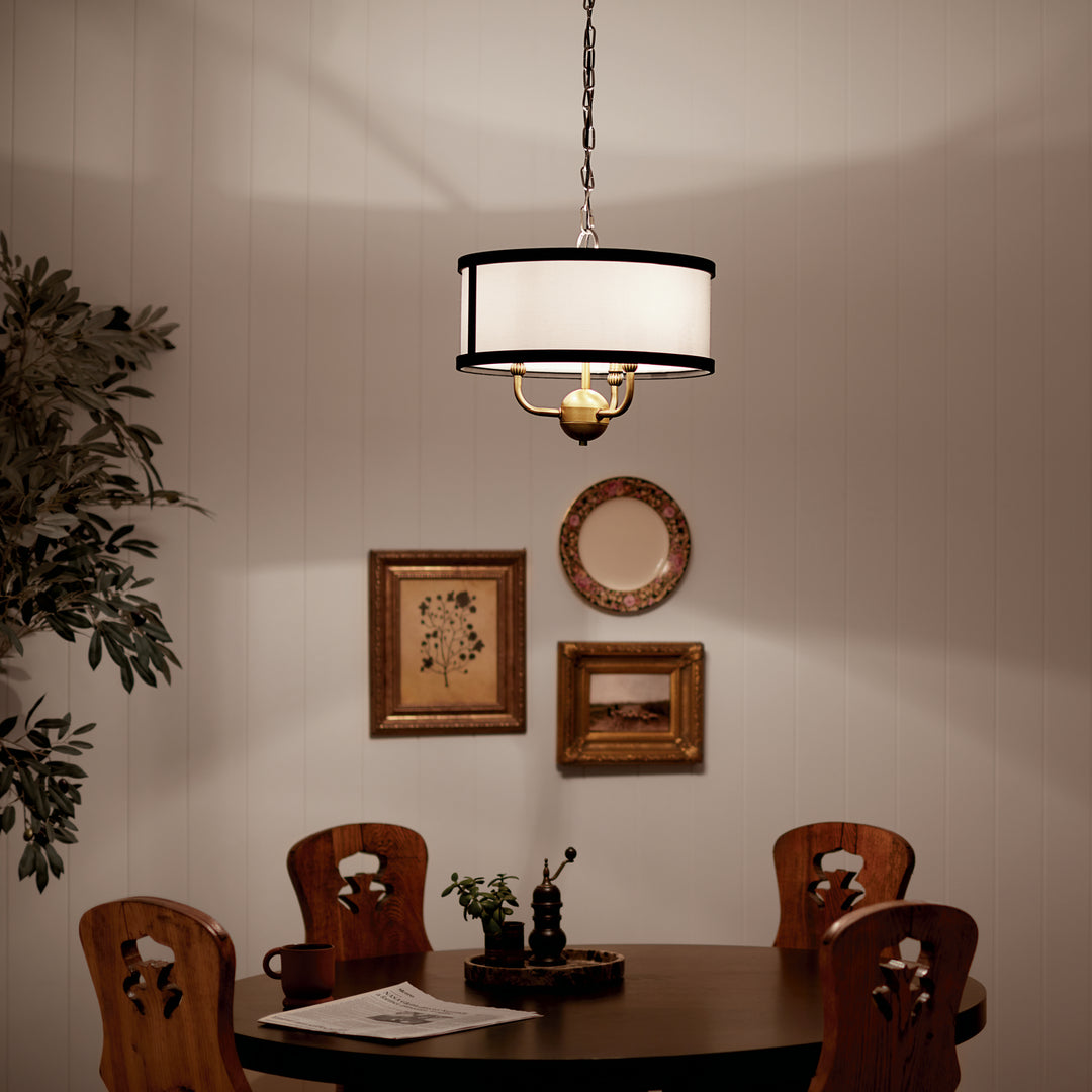Kichler Canada - 52465NBR - Three Light Chandelier/Semi Flush - Heddle - Natural Brass