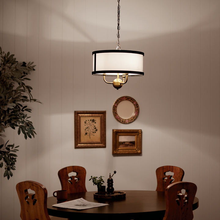 Kichler Canada - 52465NBR - Three Light Chandelier/Semi Flush - Heddle - Natural Brass