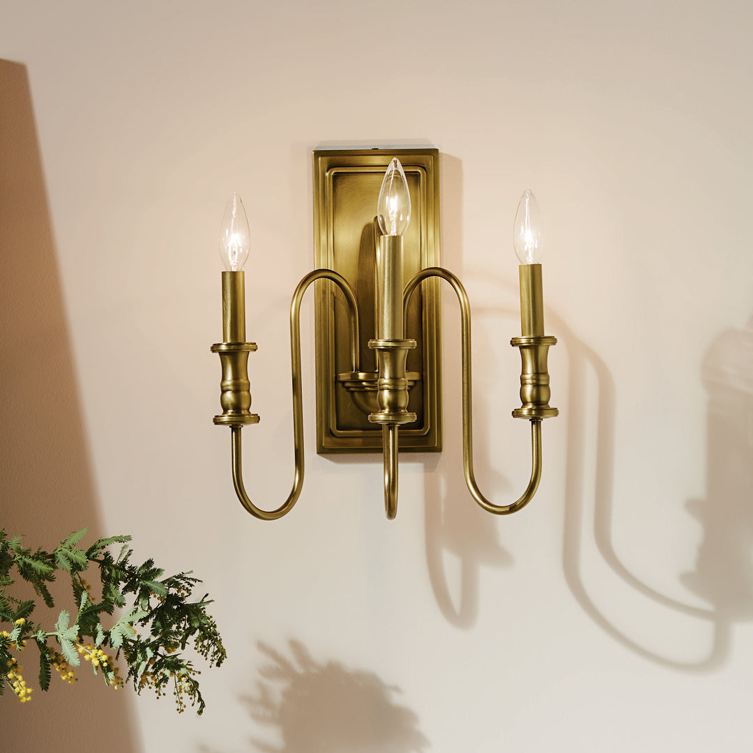 Kichler Canada - 52473NBR - Three Light Wall Sconce - Karthe - Natural Brass