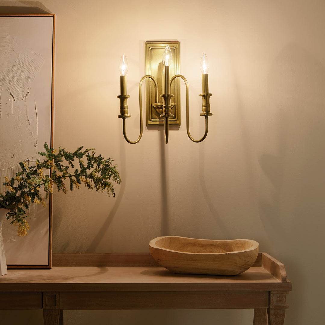 Kichler Canada - 52473NBR - Three Light Wall Sconce - Karthe - Natural Brass